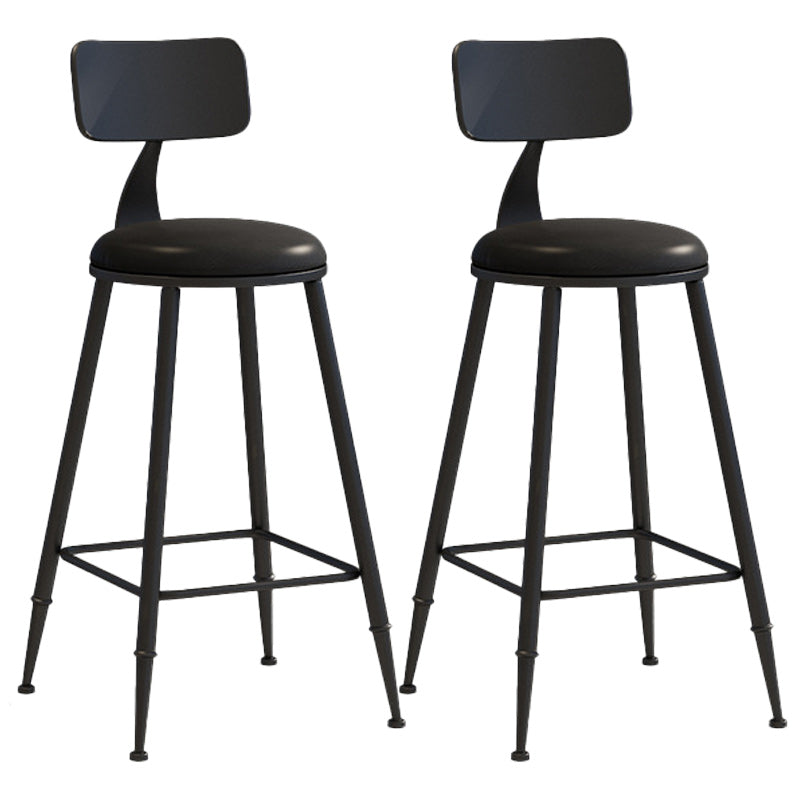 Industrial Dessert Shop Low Back Stool Matte Finish Upholstered Bar Stools