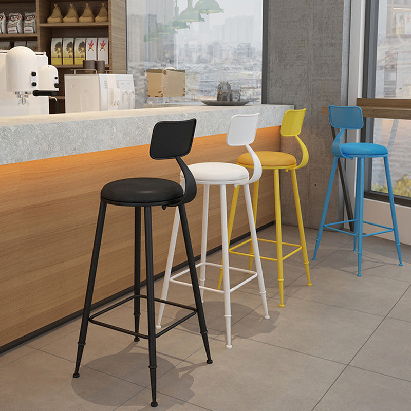 Industrial Dessert Shop Low Back Stool Matte Finish Upholstered Bar Stools