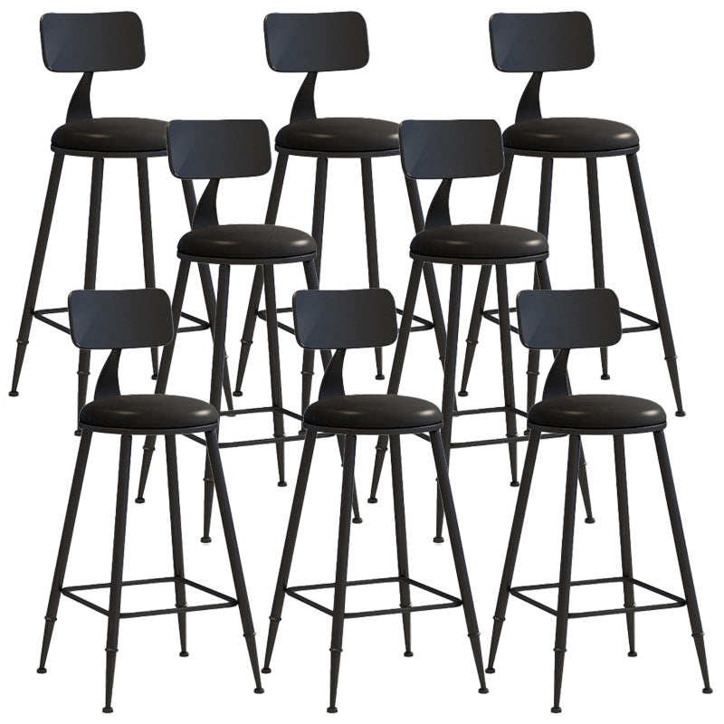 Industrial Dessert Shop Low Back Stool Matte Finish Upholstered Bar Stools