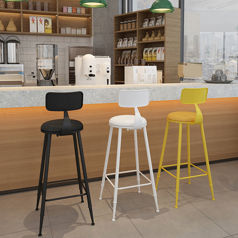 Industrial Dessert Shop Low Back Stool Matte Finish Upholstered Bar Stools