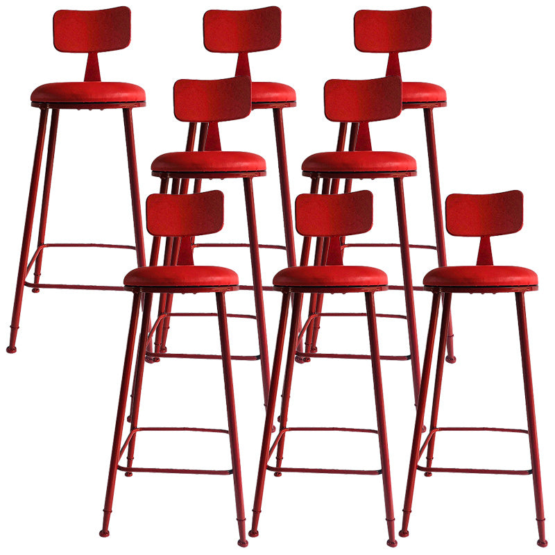 Industrial Dessert Shop Low Back Stool Matte Finish Upholstered Bar Stools