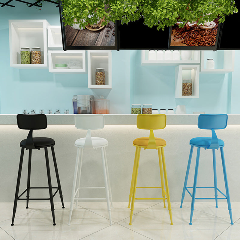 Industrial Dessert Shop Low Back Stool Matte Finish Upholstered Bar Stools
