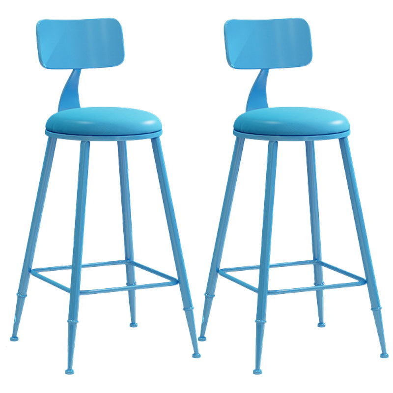 Industrial Dessert Shop Low Back Stool Matte Finish Upholstered Bar Stools