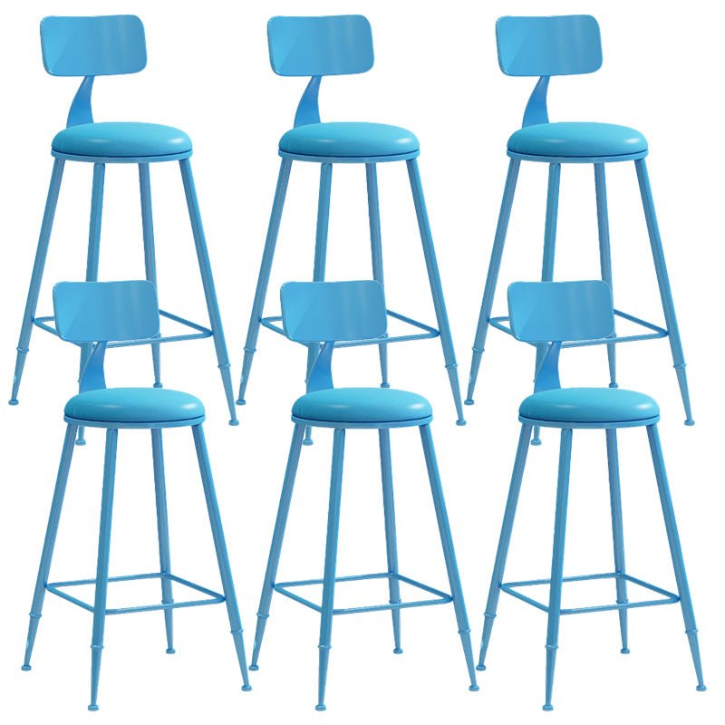 Industrial Dessert Shop Low Back Stool Matte Finish Upholstered Bar Stools