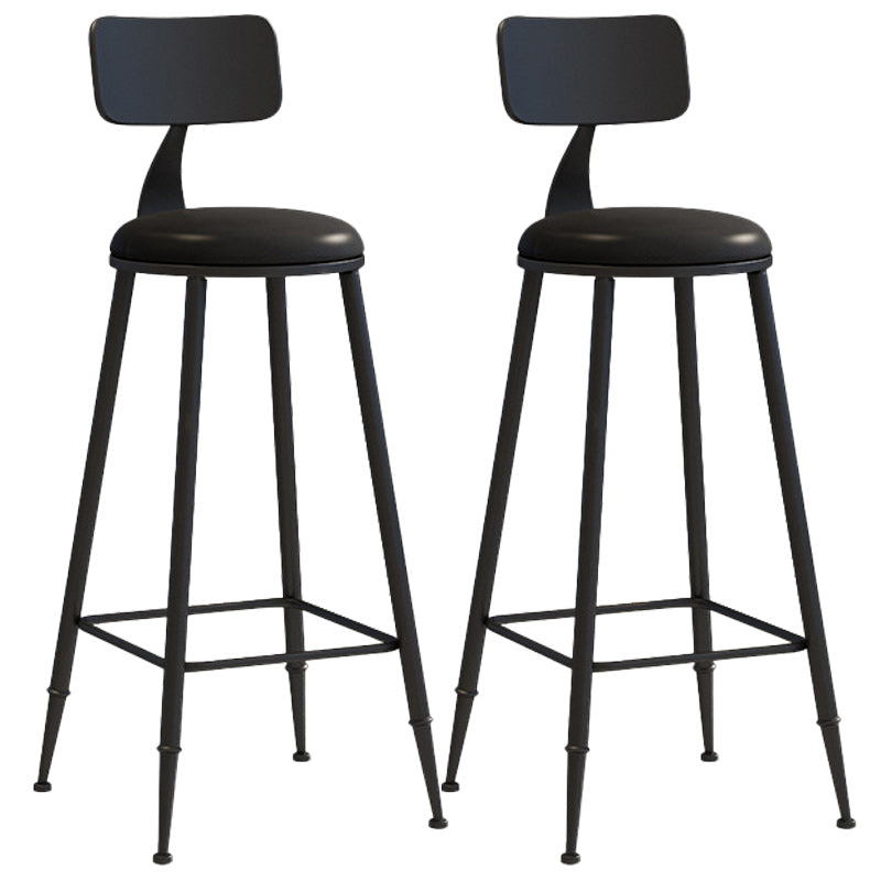 Industrial Dessert Shop Low Back Stool Matte Finish Upholstered Bar Stools