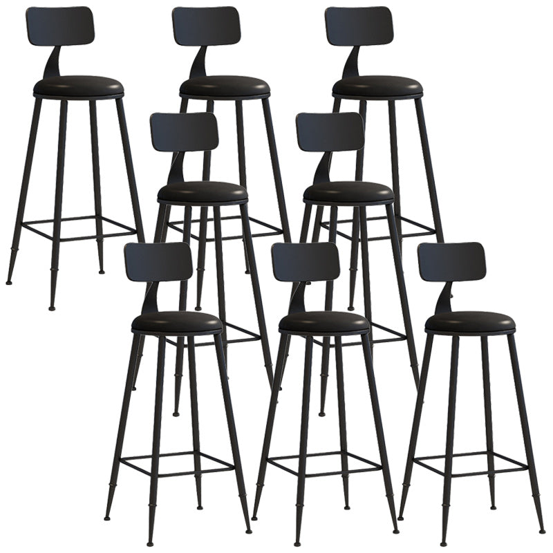 Industrial Dessert Shop Low Back Stool Matte Finish Upholstered Bar Stools