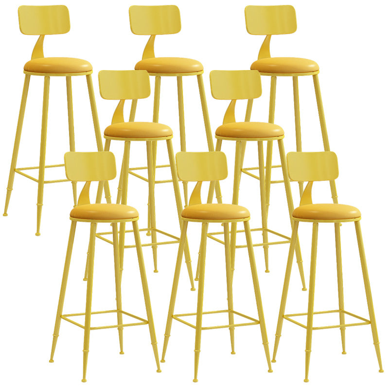 Industrial Dessert Shop Low Back Stool Matte Finish Upholstered Bar Stools