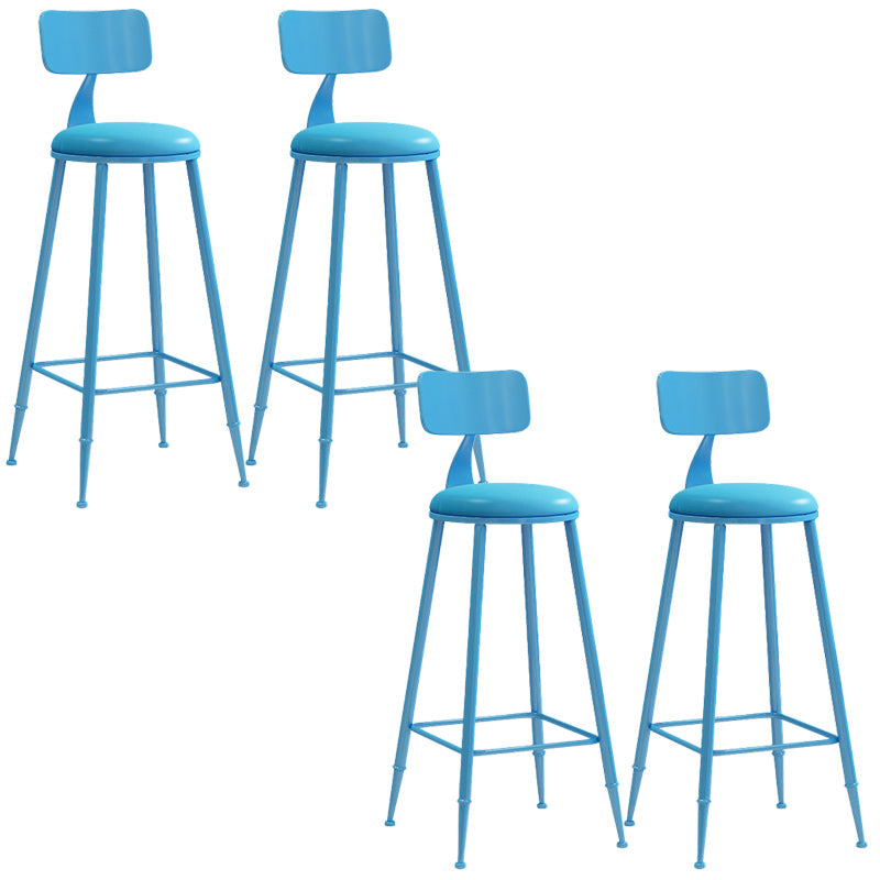 Industrial Dessert Shop Low Back Stool Matte Finish Upholstered Bar Stools