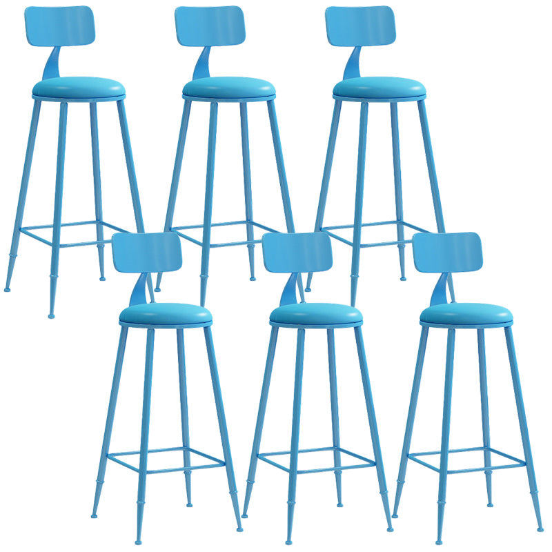 Industrial Dessert Shop Low Back Stool Matte Finish Upholstered Bar Stools