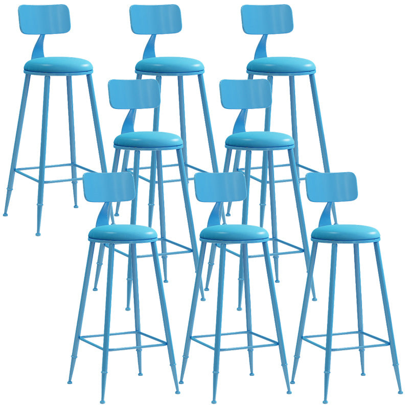 Industrial Dessert Shop Low Back Stool Matte Finish Upholstered Bar Stools