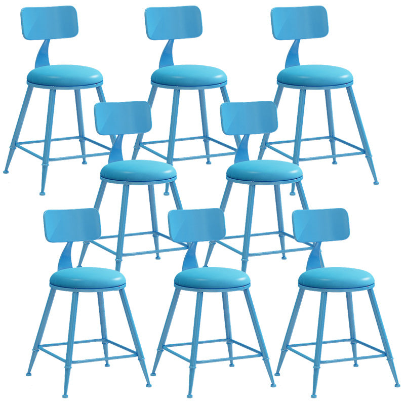 Industrial Dessert Shop Low Back Stool Matte Finish Upholstered Bar Stools