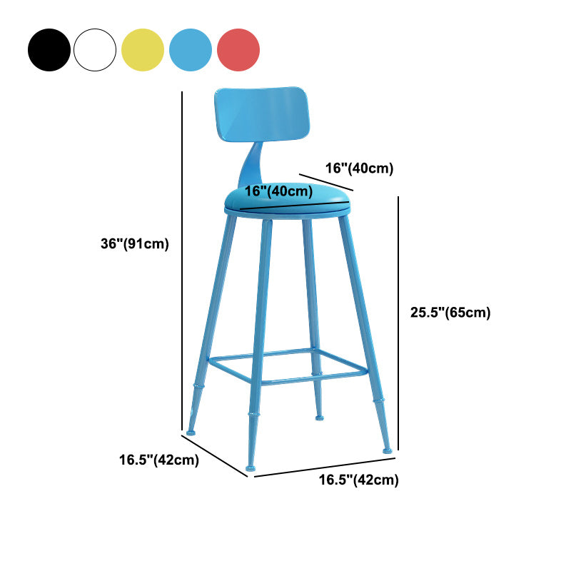 Industrial Dessert Shop Low Back Stool Matte Finish Upholstered Bar Stools