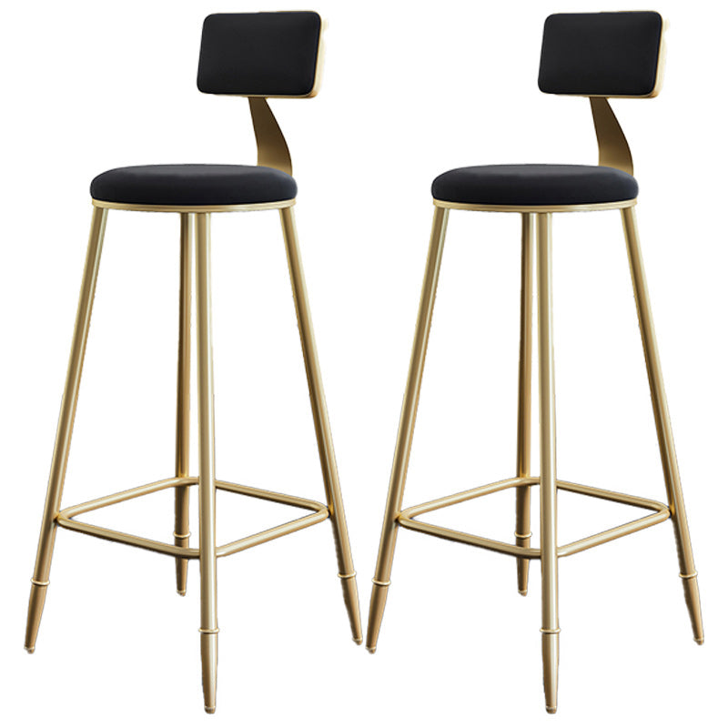 Nordic Armless Backrest Counter Stool Iron Dessert Shop Bar Stool with Velvet Cushion