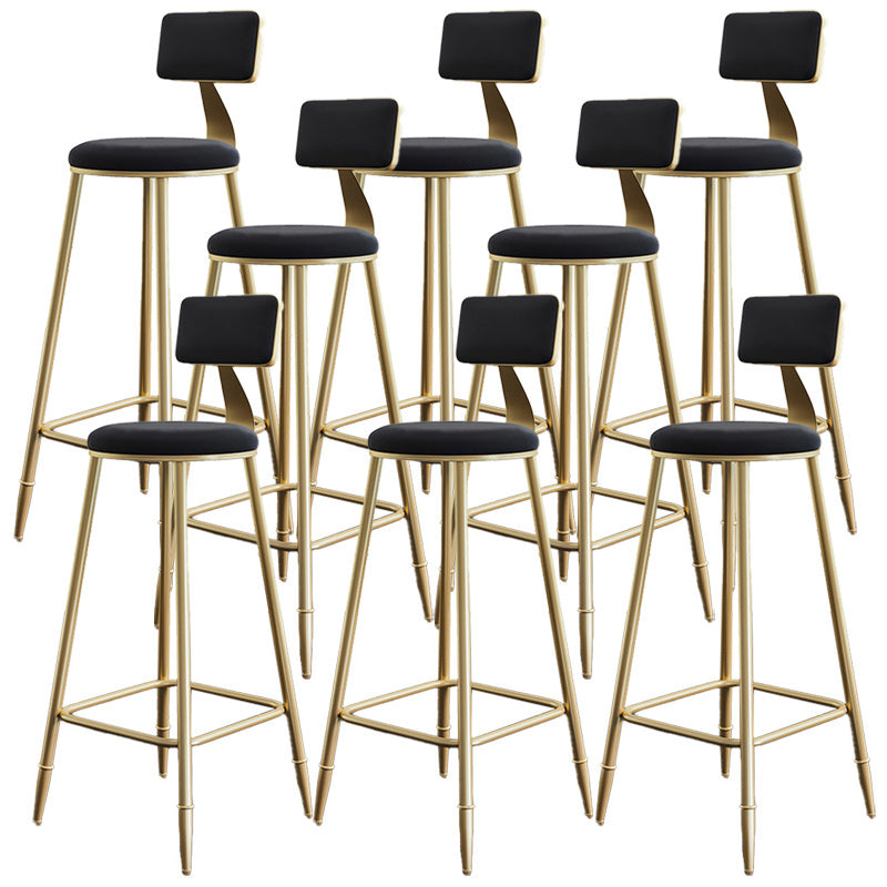 Nordic Armless Backrest Counter Stool Iron Dessert Shop Bar Stool with Velvet Cushion
