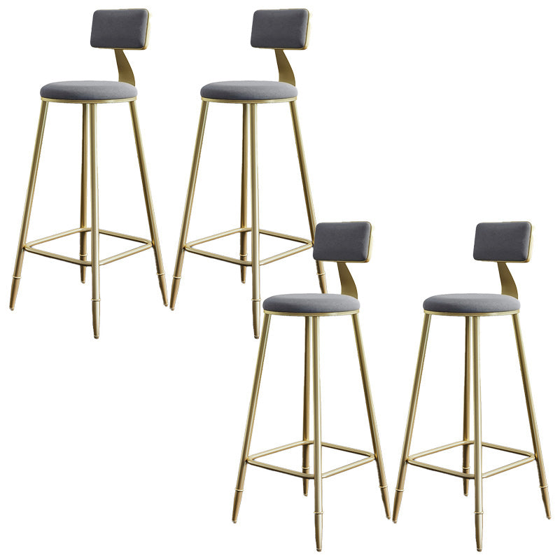 Nordic Armless Backrest Counter Stool Iron Dessert Shop Bar Stool with Velvet Cushion