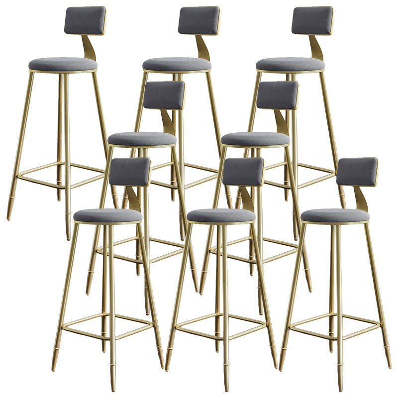 Nordic Armless Backrest Counter Stool Iron Dessert Shop Bar Stool with Velvet Cushion