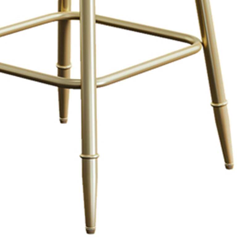 Nordic Armless Backrest Counter Stool Iron Dessert Shop Bar Stool with Velvet Cushion