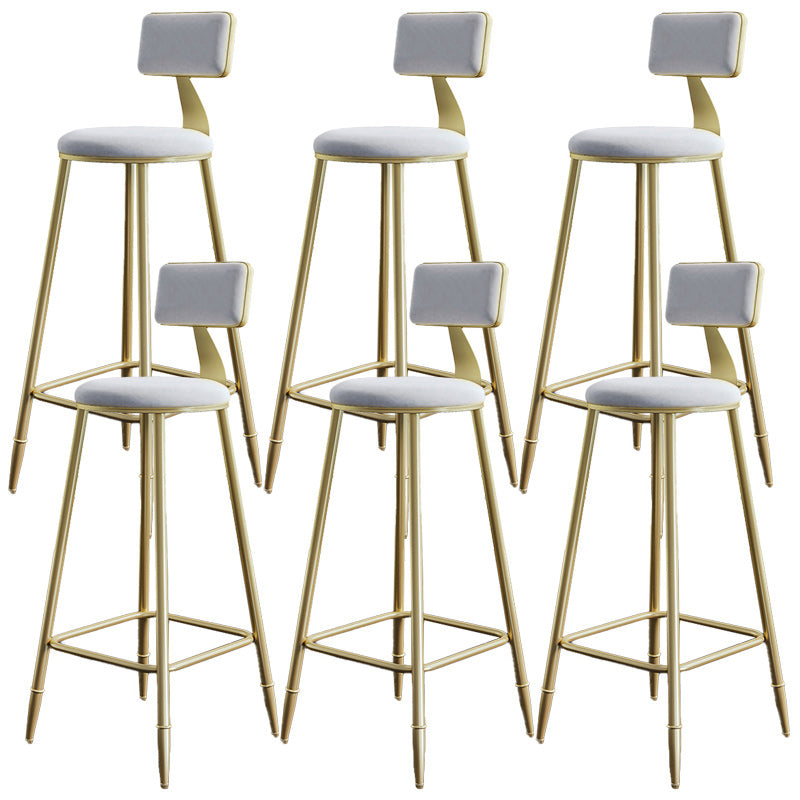 Nordic Armless Backrest Counter Stool Iron Dessert Shop Bar Stool with Velvet Cushion