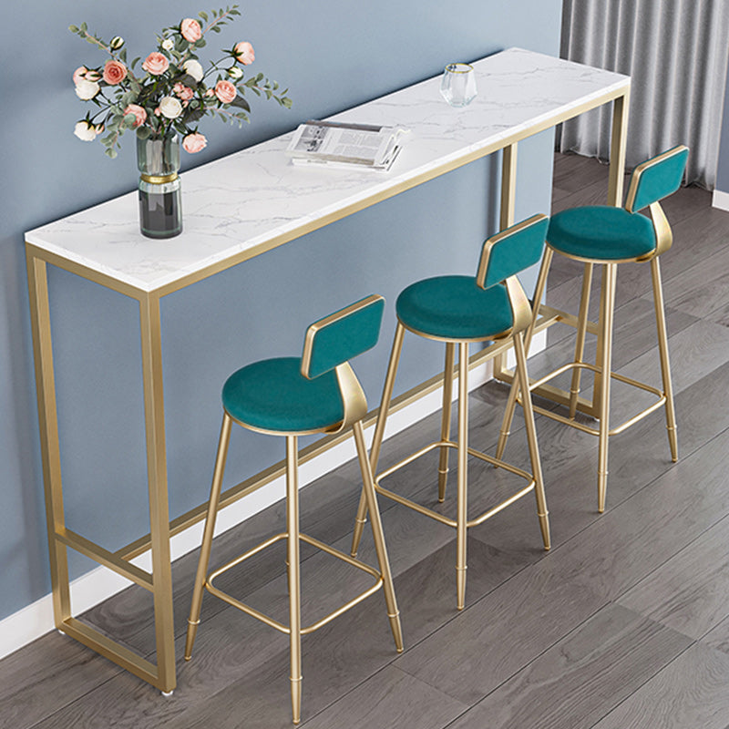 Nordic Armless Backrest Counter Stool Iron Dessert Shop Bar Stool with Velvet Cushion