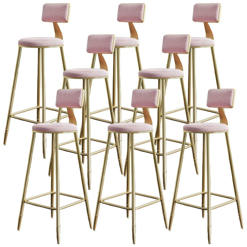 Nordic Armless Backrest Counter Stool Iron Dessert Shop Bar Stool with Velvet Cushion