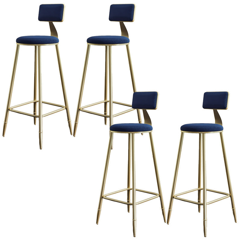 Nordic Armless Backrest Counter Stool Iron Dessert Shop Bar Stool with Velvet Cushion