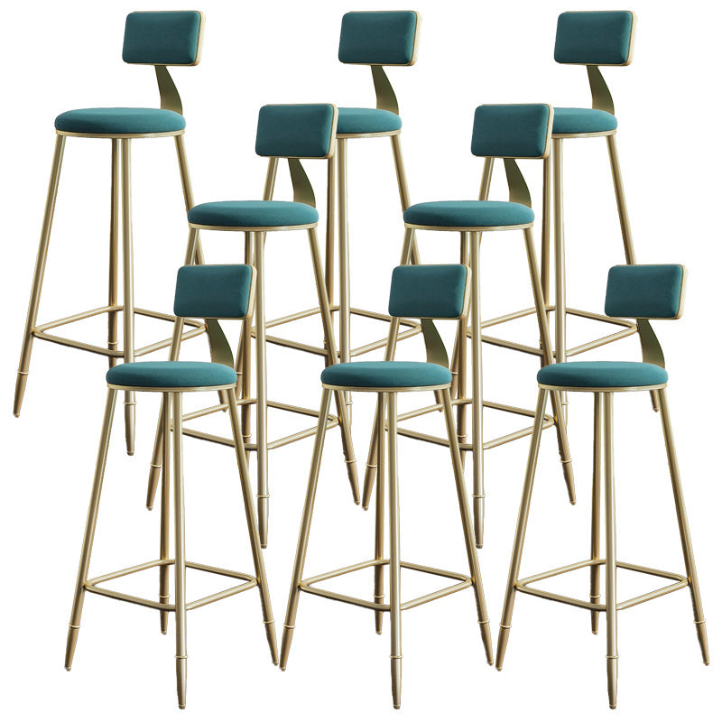 Nordic Armless Backrest Counter Stool Iron Dessert Shop Bar Stool with Velvet Cushion