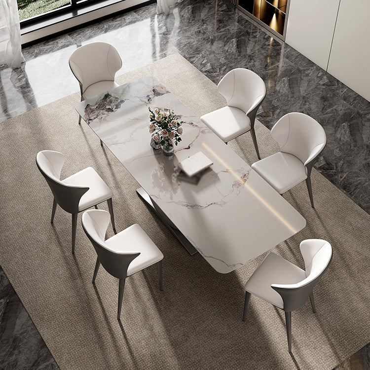 Designer Style Stone Top Dining Set Rectangle 1/3/4/5/7 Pieces Dining Room Table Set
