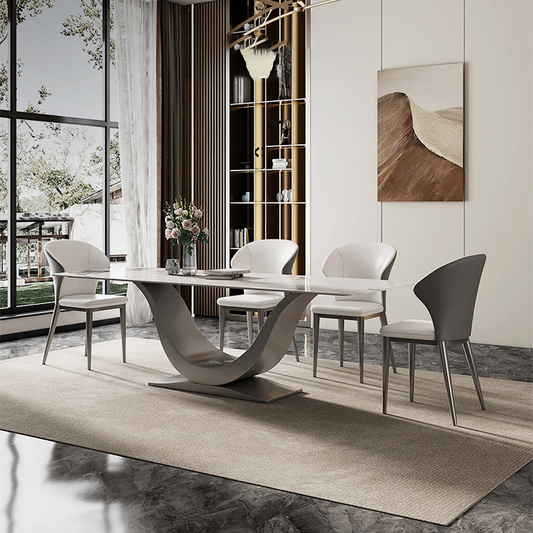 Designer Style Stone Top Dining Set Rectangle 1/3/4/5/7 Pieces Dining Room Table Set