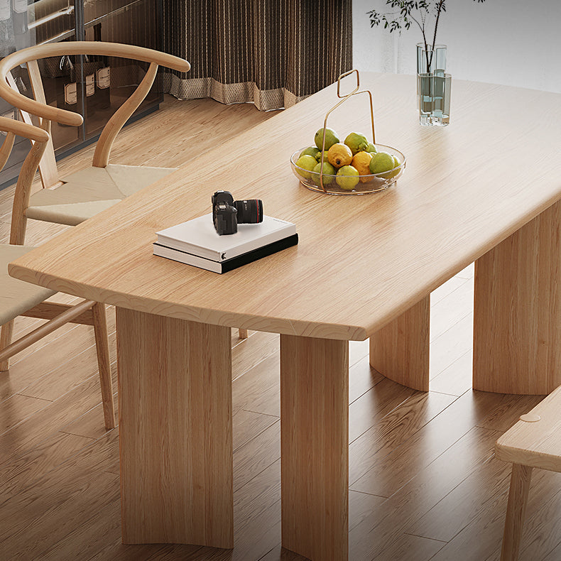 Modern Ash Wood Dinette Set 1/2/4/5 Pieces Rectangle Beige Dining Table Set