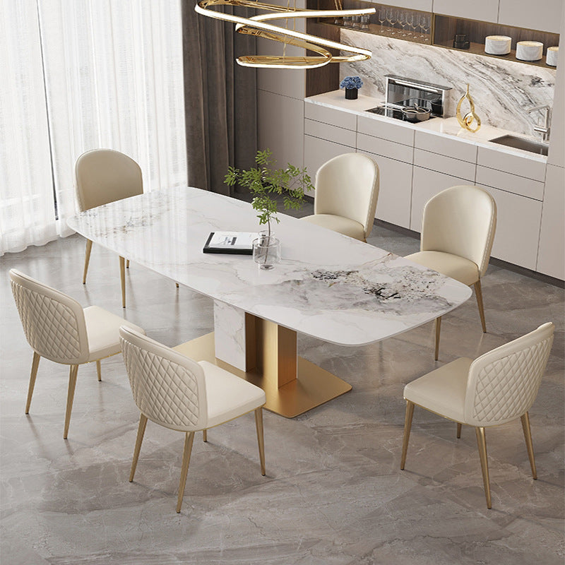 Luxury Sintered Stone Top Dining Set Rectangle 1/2/5/7 Pieces Kitchen Table with Chairs