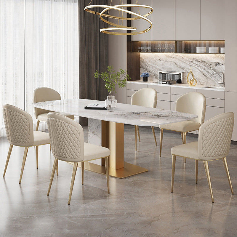 Luxury Sintered Stone Top Dining Set Rectangle 1/2/5/7 Pieces Kitchen Table with Chairs