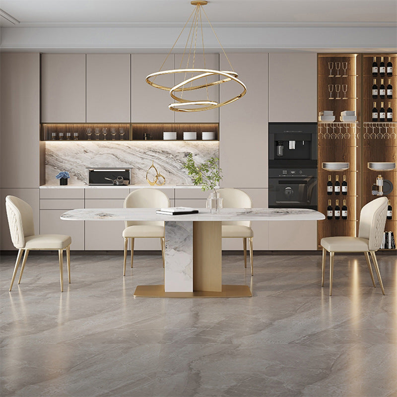 Luxury Sintered Stone Top Dining Set Rectangle 1/2/5/7 Pieces Kitchen Table with Chairs