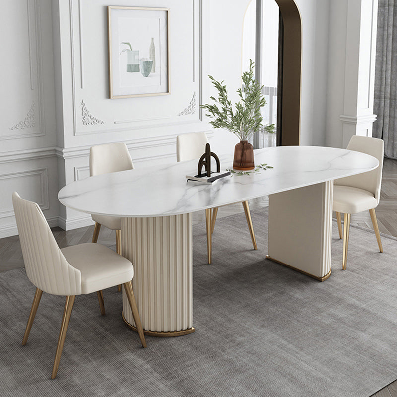 Glam Style Oval Sintered Stone Dining Set 1/4/5/7 Pieces Dining Set for Dining Areas