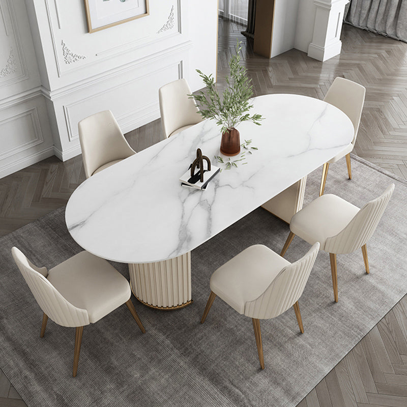 Glam Style Oval Sintered Stone Dining Set 1/4/5/7 Pieces Dining Set for Dining Areas