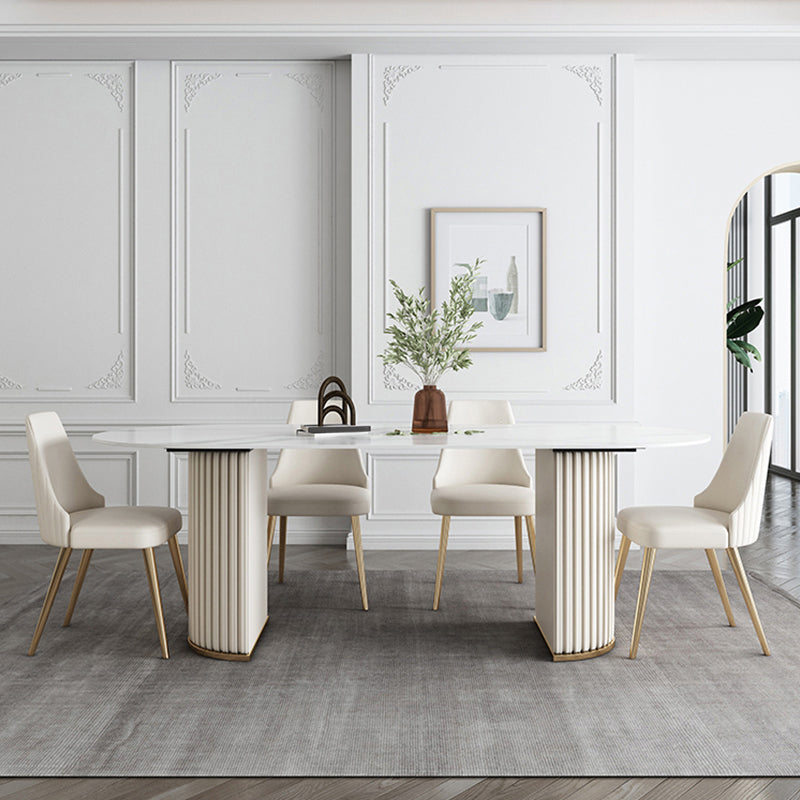 Glam Style Oval Sintered Stone Dining Set 1/4/5/7 Pieces Dining Set for Dining Areas
