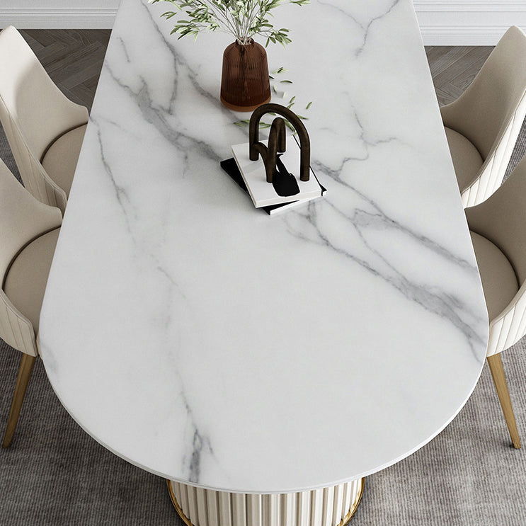 Glam Style Oval Sintered Stone Dining Set 1/4/5/7 Pieces Dining Set for Dining Areas