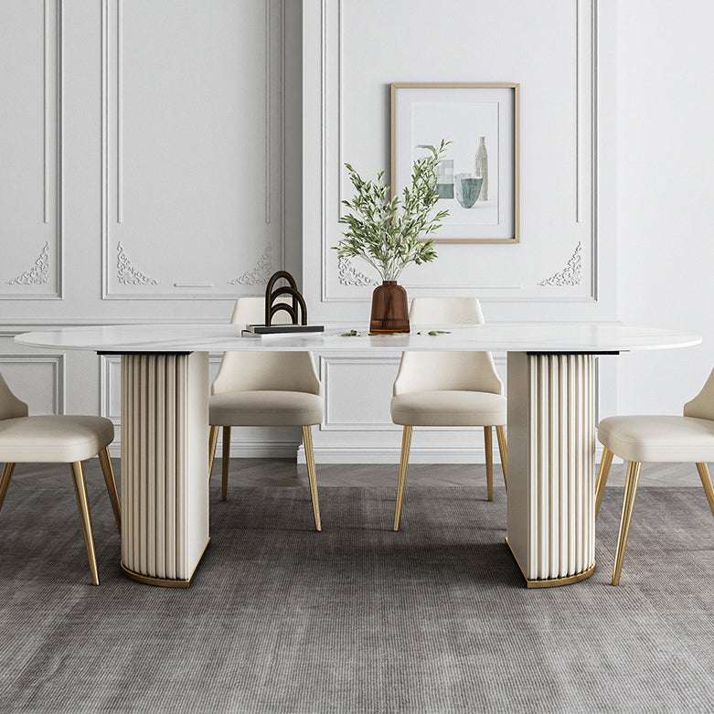 Glam Style Oval Sintered Stone Dining Set 1/4/5/7 Pieces Dining Set for Dining Areas