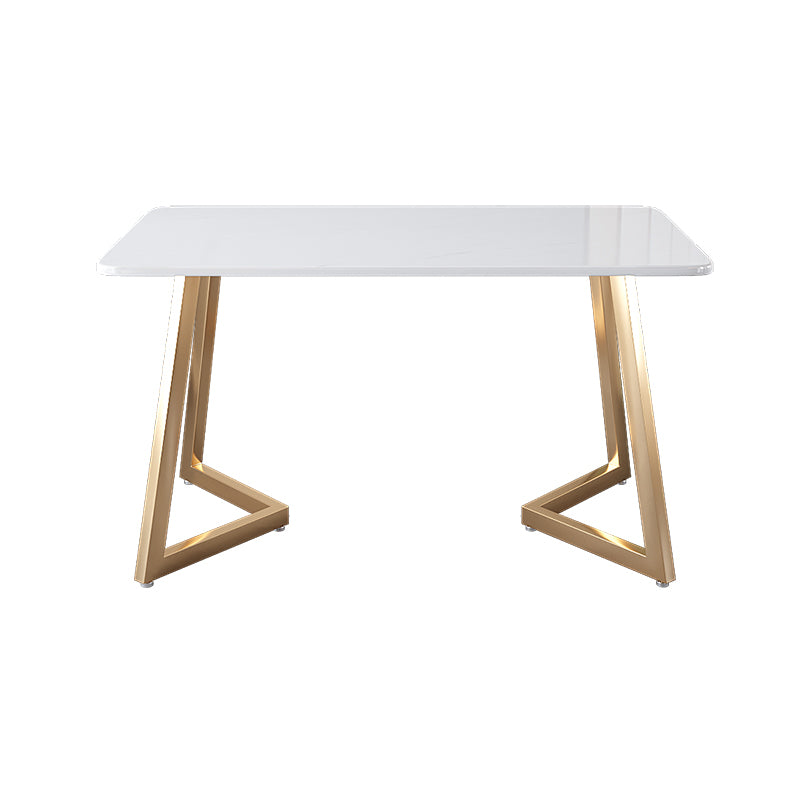Glam Iron Dinette Set 1/2/5 Pieces Rectangle Sintered Stone Top Dining Table Set