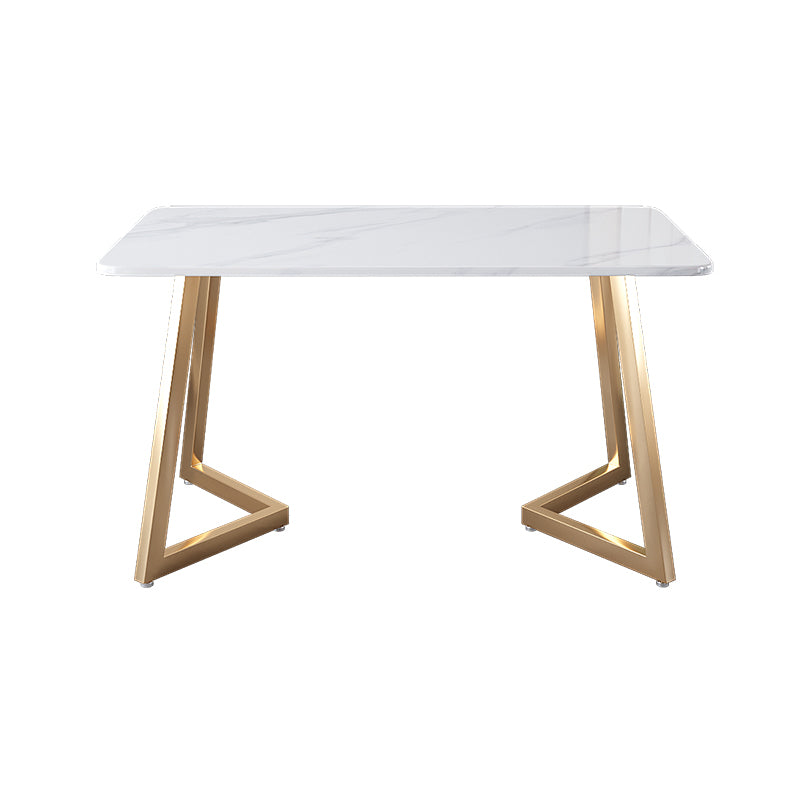 Glam Iron Dinette Set 1/2/5 Pieces Rectangle Sintered Stone Top Dining Table Set