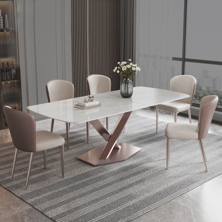 Modern Rectangle Sintered Stone Dining Table Set 1/4/5/6/7 Pieces Dining Set for Home Use