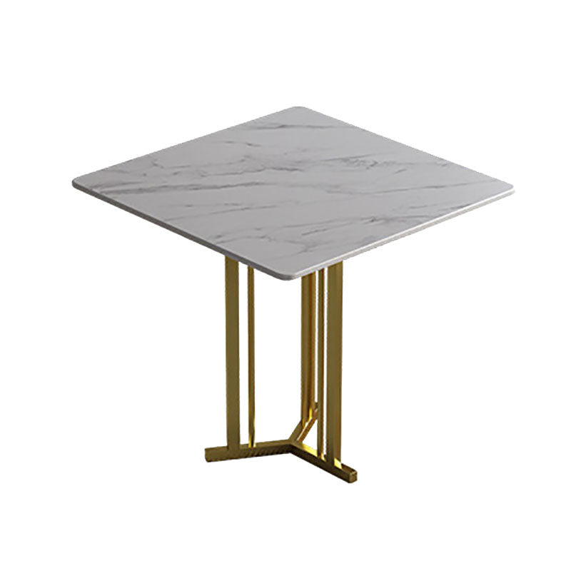 Stone Top Dining Table Contemporary Dining Table with Gold Pedestal Base