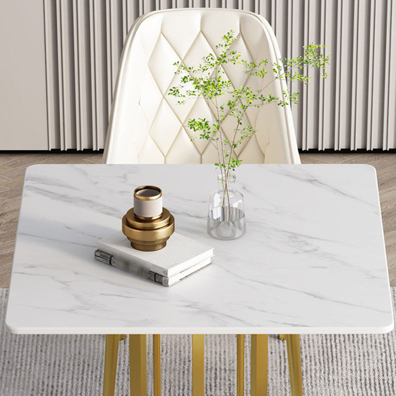 Stone Top Dining Table Contemporary Dining Table with Gold Pedestal Base