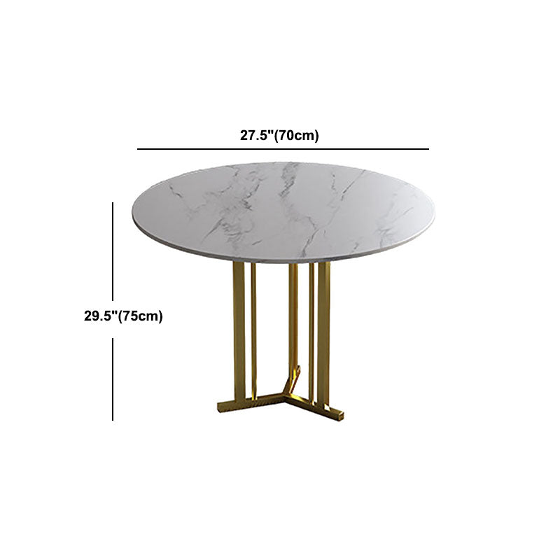 Stone Top Dining Table Contemporary Dining Table with Gold Pedestal Base