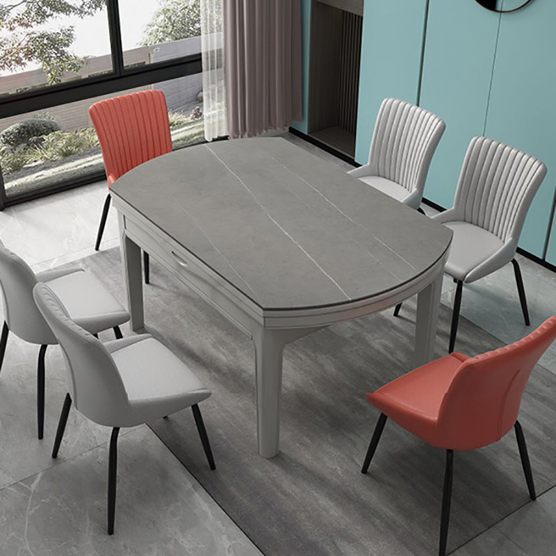 Modern Round Pedestal Dining Table Matte Finish Solid Wood Extendable Dining Table