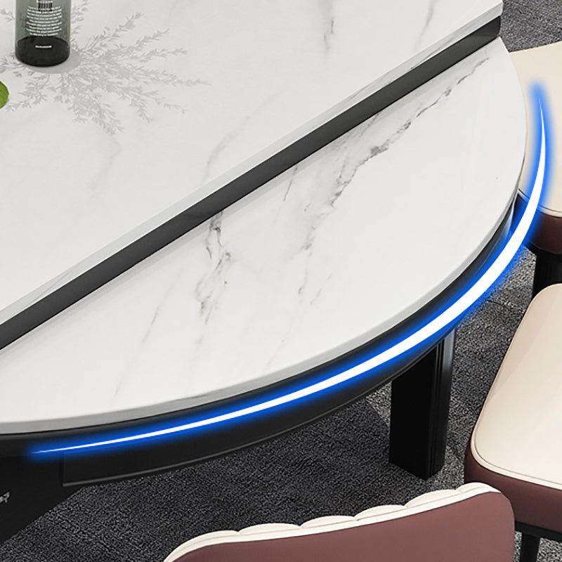 Modern Round Pedestal Dining Table Matte Finish Solid Wood Extendable Dining Table