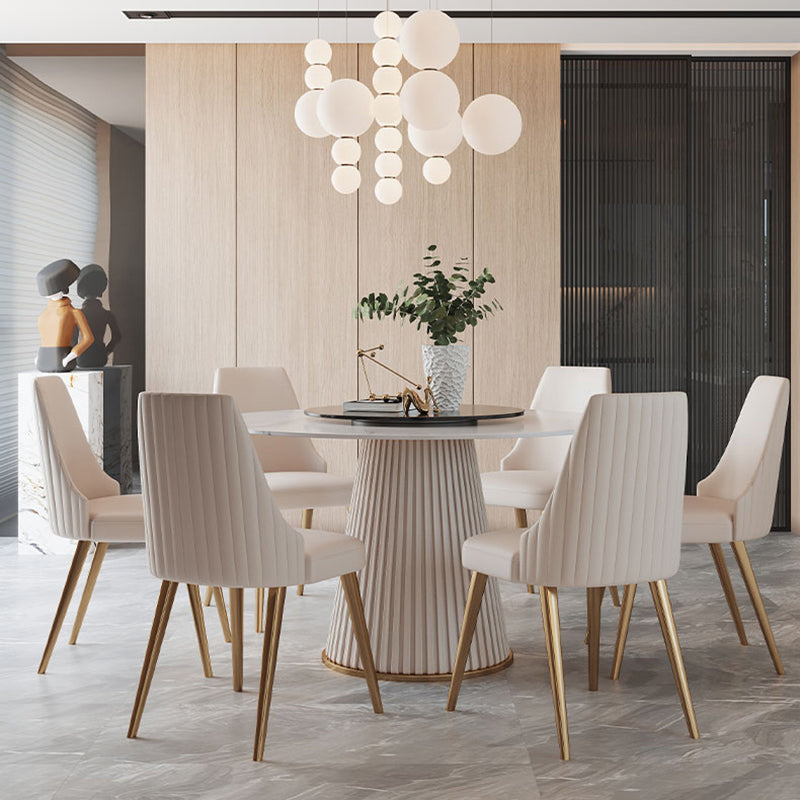 Glam Home Convertible Dining Table Sintered Stone Round Pedestal Table