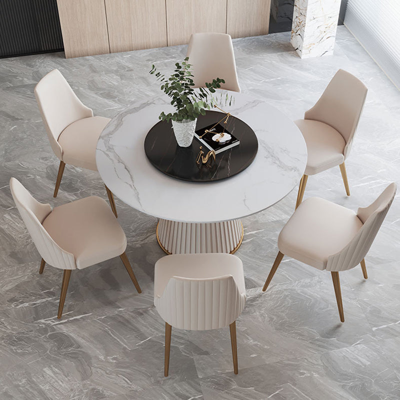 Glam Home Convertible Dining Table Sintered Stone Round Pedestal Table