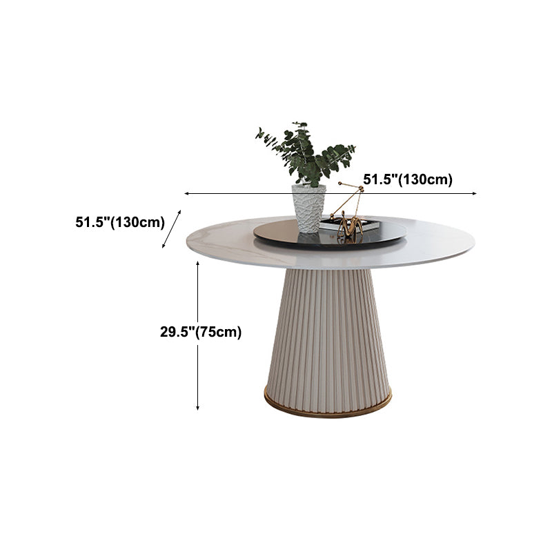 Glam Home Convertible Dining Table Sintered Stone Round Pedestal Table