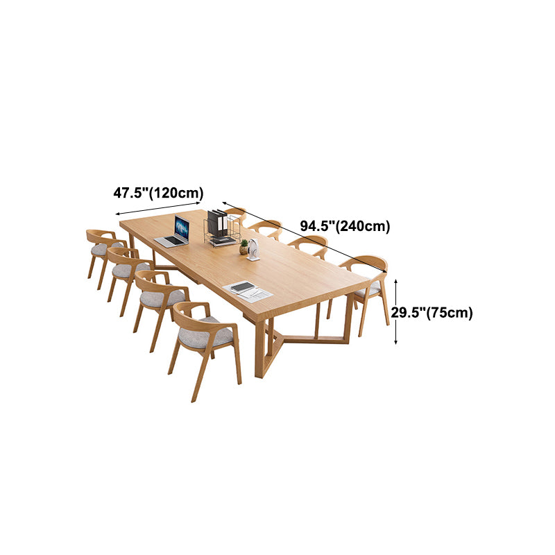 Rectangle Modern Solid Wood Standard Height Table Double Pedestal Dining Table