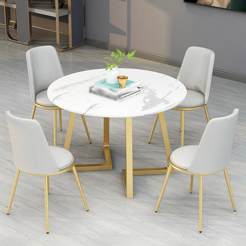Stone Top Dining Table Contemporary Table with Sled Base in Gold